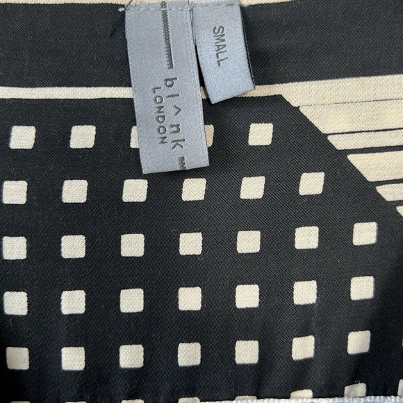 Anthropologie Bl^nk London Black Tan Mixed Print Asymmetric Dress Size Small - Picture 6 of 12